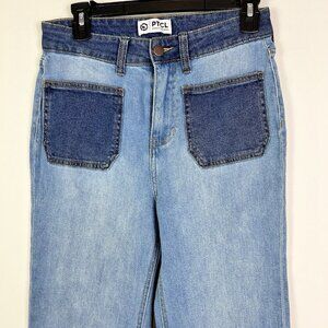 PTCL Women's Holly Retro High Rise Flare Jeans Blue Cotton Stretch Size 28